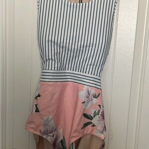 Striped Floral Swimsuit